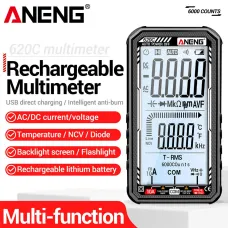 ANENG 620C Digital Multimeter 6000 Counts AC/DC Voltage Current Tester with Backlit Screen Auto Power Off and Flashlight