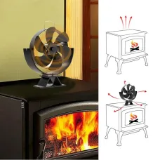 6 Blade Wood Burner Fireplace Fan Mini Heat Powered Stove Fan Eco-fan Quiet Home Efficient Heat Distribution