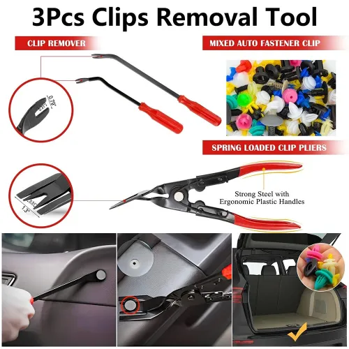 335pcs Car Audio Installation Removal Tool Interior Door Panel Pry Plate Navigation Instrument Clip Set