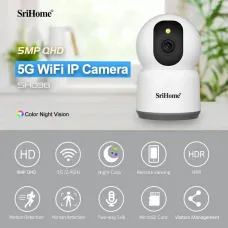 Srihome SH038 5MP 1944P 5G WIFI Wireless PTZ IP Dome Camera AI Humanoid Detection Full Color Night Vision Two-way Intercom Home Security Monitoring Cameras