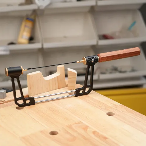 GANWEI Coping Saw Adjustable Saw Bow U Type Saw Round/Hexagonal Rosewood handle Aluminum Alloy Frame Curve Saw with 15T 18T 24T High Speed Steel Saw Blades