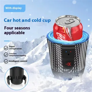 Portable 12V Intelligent Car Cup Hot and Cold Dual Function Design Heating Cooling Energy Saving Intelligent Control Digital Temperature Display
