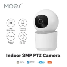 MoesHouse Tuya WiFi Indoor PTZ Security Camera 3MP HD Infrared Night Vision Motion Tracking Two-way Intercom Home Surveillance Monitor
