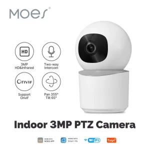 MoesHouse Tuya WiFi Indoor PTZ Security Camera 3MP HD Infrared Night Vision Motion Tracking Two-way Intercom Home Surveillance Monitor