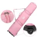 DashingNoah Rolling Ski Bags with Wheel, 155cm-175cm Padded Waterproof Snowboard Bag for Air Travel, Fits Single Ski & Skis with 3 Separation Storage, Unisex Adjustable Length, Pink