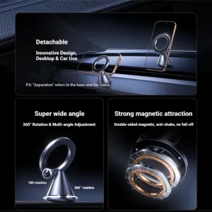 UGREEN LP921 Magnetic Car Phone Holder 360 Rotatable Zinc Alloy Strong Grip Navigation Mount For12-17 Pro Max Xiaomi