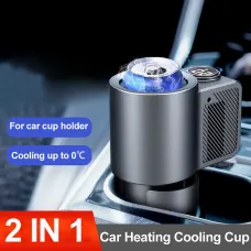 Smart 2-in-1 Car Heating Cooling Cup Cold Hot Coffee Milk Electric Beverage Warmer Cooler Holder For Drinks Travel Mini Car Fridge