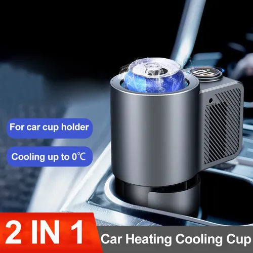 Smart 2-in-1 Car Heating Cooling Cup Cold Hot Coffee Milk Electric Beverage Warmer Cooler Holder For Drinks Travel Mini Car Fridge