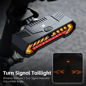 WESBIKING Bicycle Projection Turn Signal Taillight Wireless Remote Waterproof Type-Charging Warning Bike Rear Light for Night Riding Safety