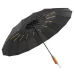 16-Bone Double Fully Automatic Rain Umbrella Keel Wooden Handle Sun Protection Umbrellas Large Folding Business Umbrella For Sunny Rainy Days