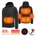 TENGOO Unisex Heated Jacket - 7 Heating Zones, 3-Level Temperature Control, Windbreaker Thermal, High Neck Hooded Coat for Winter Outdoor Sport