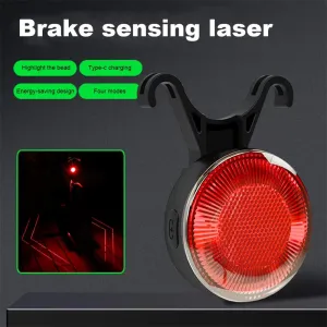 LEADBIKLD93-LSmart Brake Sensor Laser Bike Taillight 180 Large Floodlight 500mAh Battery 5 Light Modes Type-Rechargeable IPX5 Waterproof Wear-resistant Bicycle Rear Light for Night Cycling