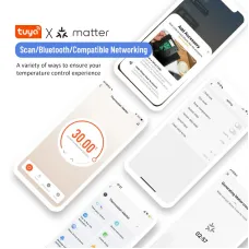 BECA Wireless Matter Smart Thermostat Temperature Controller Wall-mounted 5A/16A Water Gas Boiler Heating Voice Control with Alexa Google Assistant