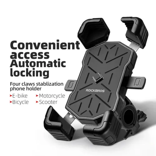 ROCKBROBicycle Phone Holder Bracket Shockproof Automatic Lock Anti-shake Motorcycle Scooter Bike Phone Mount Cycling Support