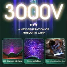 3-in-1 Electric Fly Swatter Mosquito Killer Racket Bug Zapper Insect Trap 800mAh USB Charging Foldable Design UV Light Insect Attraction for Indoor Outdoor Use