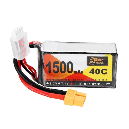 ZOP Power 11.1V 1500mAh 40C 3S Lipo Battery XT60 Plug for Eachine Wizard X220 FPV Racing RC Drone