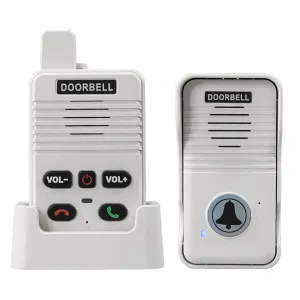 Wireless Intercom Doorbell System Long Range Two-Way Communication Rechargeable Battery Adjustable Volume Weather Resistant Easy Installation for Home Hospital Elderly Care CN Plug
