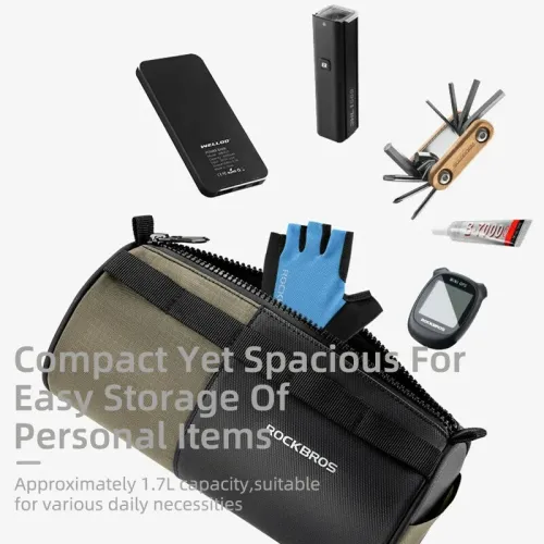 ROCKBROBicycle Handlebar Bag 1.7L Large Capacity Three-point Fixation Adjustable Strap Shoulder Bag for Cycling Camping Hiking
