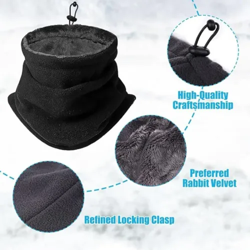 TENGOO 1pc Winter Thickened Fleece Outdoor Cycling Scarf, Warm Neck Gaiter, Windproof Dust Mask, Polar Fleece Neck Cover