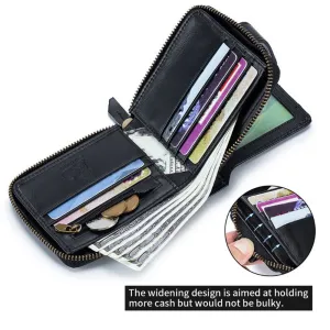 Ekphero Men's RFID Genuine Leather Wallet Large Capacity Multi-card Anti-theft Retro Design Fashion Multifunctional Wallet