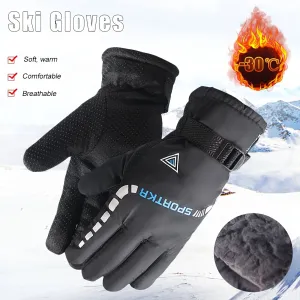 XANEWinter Warm Cycling Gloves Men Women Windproof Non-Slip Fleece Thermal Ski Gloves for Outdoor Snowboard Motorcycle Riding