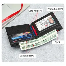 Ekphero Men's Genuine Leather Wallet Crocodile Texture Business Wallet Fashion Cowhide Bifold Money Purse Multi-slot Card Holder