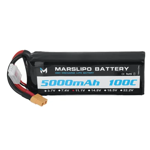 MARSLIPO 11.1V 5000mAh 100C 3S Lipo Battery XT60 Plug for RC Drones