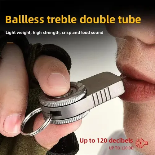 IPRee Titanium Alloy Outdoor Camping Rescue Whistle Dual Hole Camping Portable Keychain Multifunctional Decompression EDWhistle