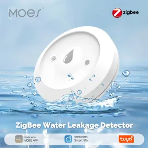 MOES Tuya ZigBee3.0 Water Leak Sensor Smart Flood Detector APP Alerts Remote Monitoring for Home Pipe Protection Smart Life APP