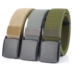 TUSH120cm Tactical Nylon Belt Adjustable Wear-resistant Lightweight Waist Belt Buckle Canvas Belt Casual Sports Belts for Outdoor Men Women