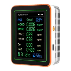 ZN-MT22 12-in-1 Air Quality Monitor AQI CO2 CO Formaldehyde TVOC PM2.5 PM10 Temperature Humidity TFT Screen 1200mAh Battery High-Precision Sensors