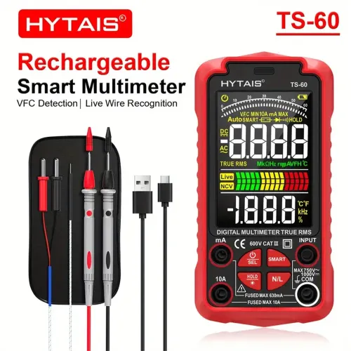 HYTAIS TS-60 Digital Multimeter 6000 Counts High Precision Rechargeable Battery Live Wire Detection AC/DC Voltage Current Measurement
