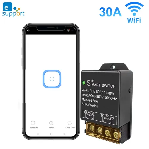 Ewelink WiFi Smart Switch 30A High Power Controller Motor Relay Module Timer Scheduling App & Voice Control with Alexa Google