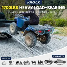 1700 lbs Capacity Heavy Duty Truck Loading Ramp Portable Pickup Includes Gloves Secure Clamps