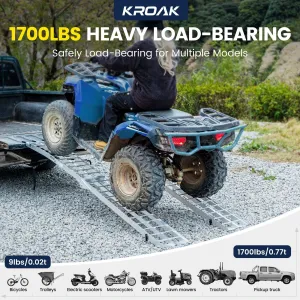 1700 lbs Capacity Heavy Duty Truck Loading Ramp Portable Pickup Includes Gloves Secure Clamps