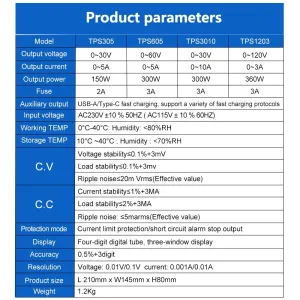 WANPTEK Lab Bench Power Supply 150W 300W 360W Laboratory Switching Power Supply Unit 30V 60V 120V 3A 5A 10A Adjustable Digital Source Voltage Stabilizer EU Plug =