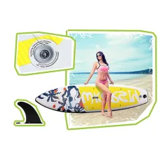 UDirect WKERSIY Inflatable Paddle Board Stand Up Surfing Board 6 Inch Thick Surfboard Surf Set with Paddleboard Surf Fin Coiled Leash Inflator Pump and Carry Bag SYFC320DOG
