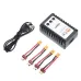 4PCS ZOP Power 7.4V 600mAh 60C 2S LiPo Battery JST + T Plug with B3 Charger XT30 Adapter Cable for RC Models