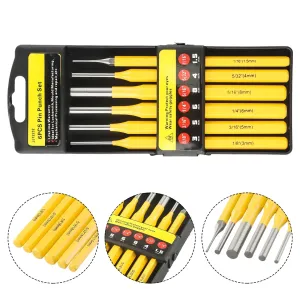6PCS Roll Pin Punch Set Fast Pin Removal Drive Pins In or Out 1/8 3/16 1/4 5/16 5/32 1/16 Inch for Hunting Woodworking Pistol