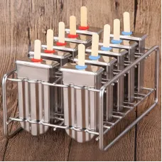 6 / 10PCS Stainless Steel Popsicle Mold Rack Ice Lolly Mold Frozen Lolly Popsicle Maker Homemade Ice Cream Mold with Popsicle Holder