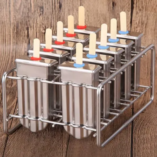 6 / 10PCS Stainless Steel Popsicle Mold Rack Ice Lolly Mold Frozen Lolly Popsicle Maker Homemade Ice Cream Mold with Popsicle Holder