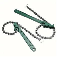 Steel Adjustable Chain Wrench Heavy Duty Oil Filter Removal Tool Ergonomic Handle Pipe Fittings Universal Spanner 9-Inch 12-Inch Heavy Duty Steel Construction