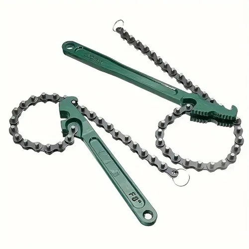 Steel Adjustable Chain Wrench Heavy Duty Oil Filter Removal Tool Ergonomic Handle Pipe Fittings Universal Spanner 9-Inch 12-Inch Heavy Duty Steel Construction