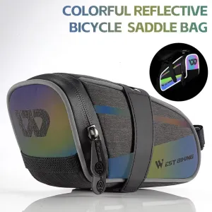WESBIKING 1.8L Colorful Reflective Bicycle Saddle Bag Waterproof Portable Cycling Tool Storage Bag for MTB Bike Road Bike Scooter