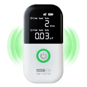 NOYAFA Upgraded EMF Meter Rechargeable Electromagnetic Field Radiation probe with High Precision LCD Display for Home Office Ghost Hunting WiFi 5G Signals 700mAh Battery