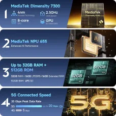 Ulefone Armor 34/34+ 5G AI 25500mAh 32GB RAM 512GB ROM 50MP Triple Camera 64MP Night Vision 6.95 inch 120Hz Versatile LED Light Warning Light 66W Fast Charge Android 15 Dimensity 7300/Dimensity 7400X Android 15 NFC IP68 IP69K Waterproof Rugged Smartphone