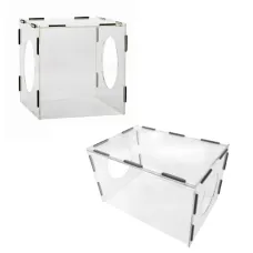Clear Acrylic Grinding Dust Box Transparent Design 200x200x200mm 200x180x300mm Easy Assembly Polishing Buffing Engraving Dust Proof