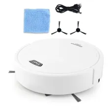 3-in-1 Sweeping Vacuum Mopping Rechargeable Smart Cleaning Robot 1200Pa Power Suction Large Capacity Dust Collection Box for Various Floors Black/White