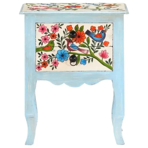 Solid Mango Wood Hand Painted Bedside Cabinet 15.7''x11.8''x19.7''