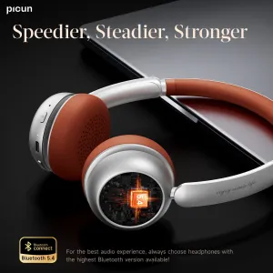 PICUN R2 Retro Headset Wireless bluetooth 5.4 Headphone 40mm Dynamic Driver AAC Audio 100H Playback Adjustable Headband Ergonomics Fashion Portable On-ear Headphones